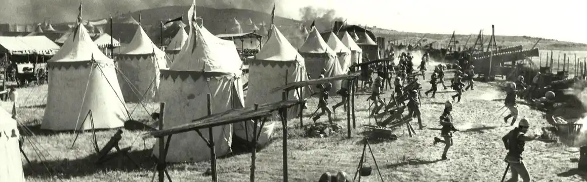 Alquiler de tiendas de campaña de todos los tipos y tamaños, jaimas, puestos, estructuras y campamentos para ambientación de decorados de Cine y TV.